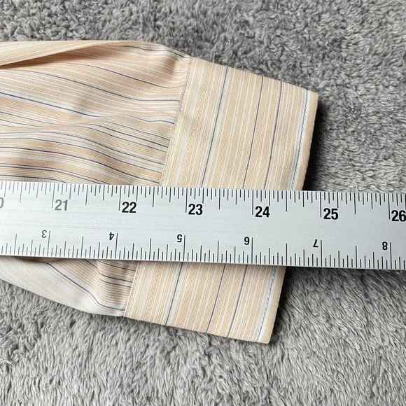 Desire Collection Long Sleeve Dress Shirt Mens Large Orange White Stripes - Picture 8 of 16
